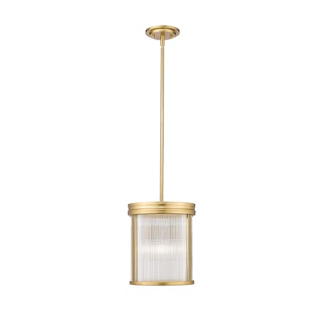 Z-Lite Carnaby Pendant, 3-Light, 10 In.W x 12 In.H, Modern Gold/Clear Ribbed 7504P10-MGLD